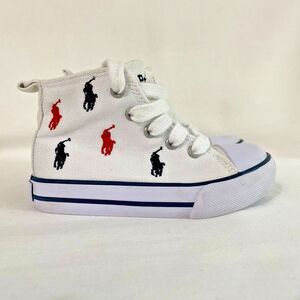 Toddler Polo Ralph Lauren High Top White Sneakers Unisex sz 7